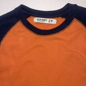 Vintage Old Navy Thermal Raglan Shirt Men's M Y2K Orange Blue Gorpcore